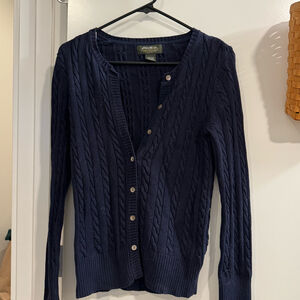Eddie Bauer Women’s Small Navy Blue Cable Knit Cardigan Sweater